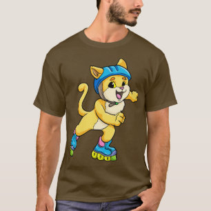 Camiseta Cat como skater em linha com skates em linha e cap