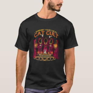 Camiseta Cat Cult Estranho Ritual Engraçado Quirky Hallowee