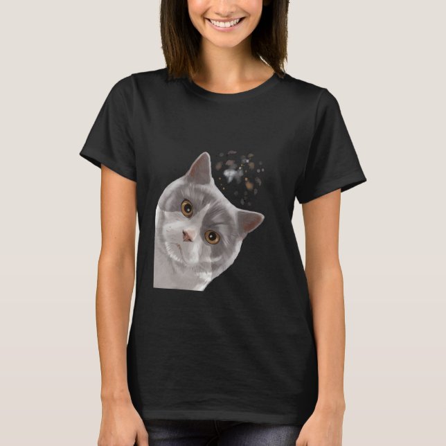 Camiseta Cat Curios britânicos Shorthair 1 (Frente)