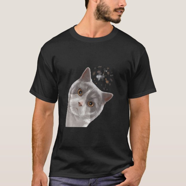 Camiseta Cat Curios britânicos Shorthair 1 (Frente)
