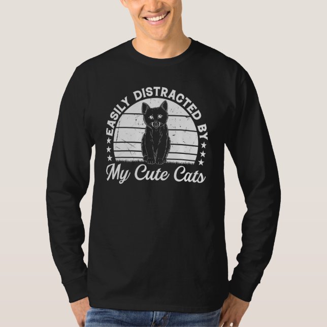 Camiseta Cat  Cute Cat Owner  Easily Distracted By My Cute  (Frente)