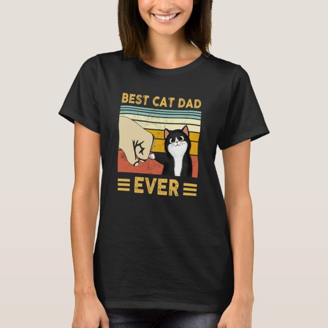 Camiseta Cat Dad Father's Day 2023 Cat Daddy Retro Best Cat (Frente)