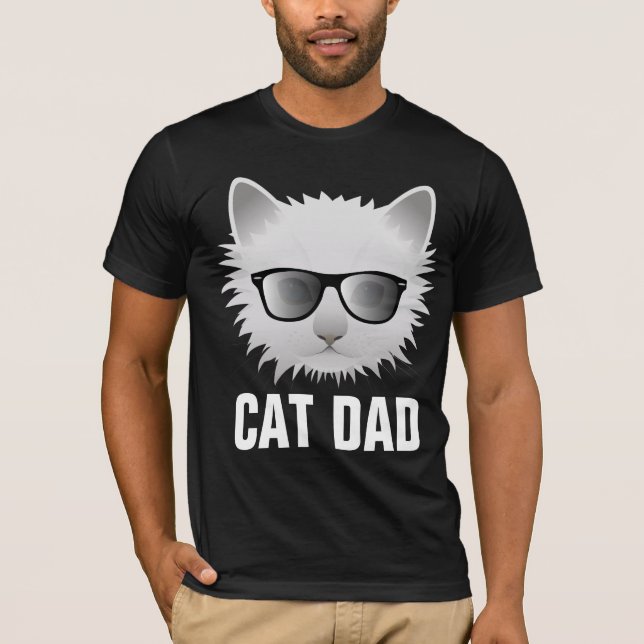 CAMISETA CAT DAD, FUNNY CAT T-SHIRT (Frente)