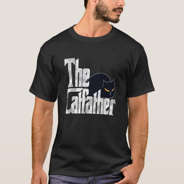 Camiseta Cat Dad The Catfather Crazy Black Cat Father Kitty (Frente)