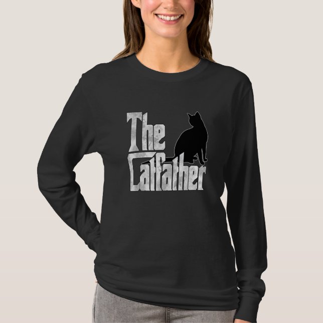 Camiseta Cat Dad The Catfather Crazy Black Cat Father Kitty (Frente)