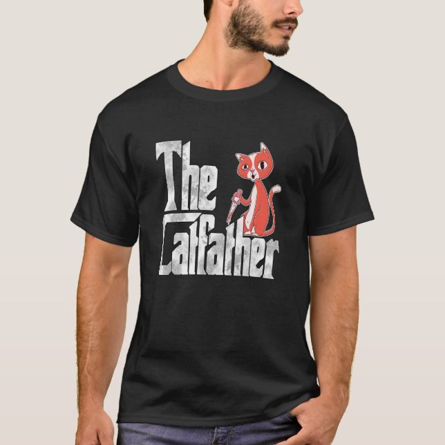Camiseta Cat Dad The Catfather Crazy Knife Cat Father Kitty (Frente)