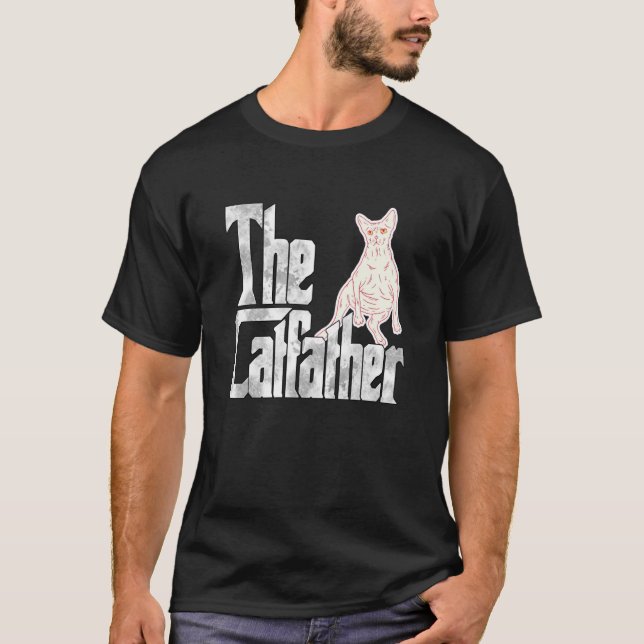 Camiseta Cat Dad The Catfather Lazy Sphynx Cat Father Kitty (Frente)