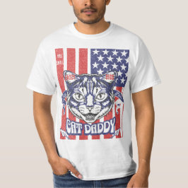 Camiseta Cat Daddy American Flag Vintage Distressed Men's