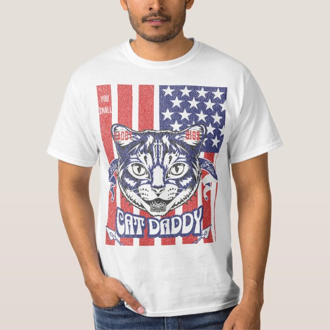 Camiseta Cat Daddy American Flag Vintage Distressed Men's (Frente)