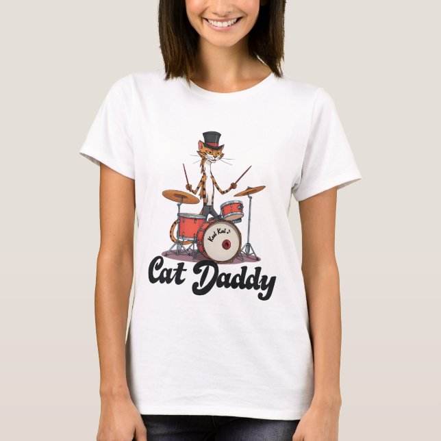 Camiseta Cat Daddy Musician Drummer | Tabby Cats Art Lover (Frente)