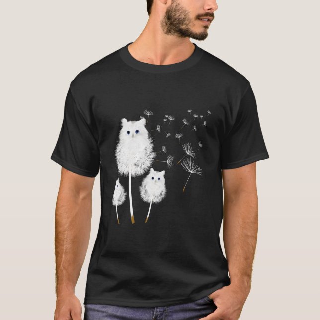 Camiseta Cat Dandelion Flower Cat (Frente)