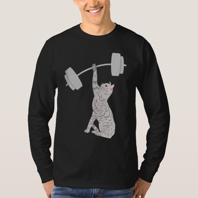 Camiseta Cat Deadising Malhação Gym Cat Barbell (Frente)