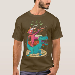 Camiseta Cat Dinossaur Pizza Tacos Rainbow Foodie Fel