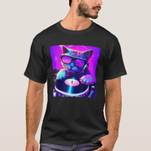 Camiseta Cat DJ Vaporwave Aestética Men Meninas Women An