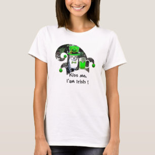 CAMISETA CAT DO DIA DE SÃO PATRÍCIO COM CERVEJA IRLANDESA
