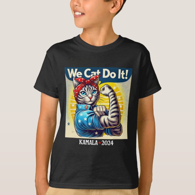 Camiseta Cat Do It Kamala Harris Suportador do Cat La (Frente)