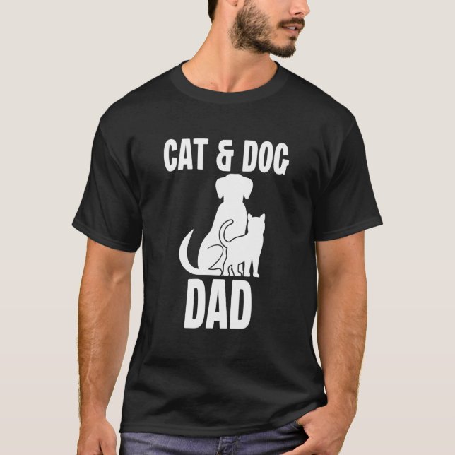 Camiseta Cat Dog Dad Owner Cute Father Daddy Pet Animal Pap (Frente)