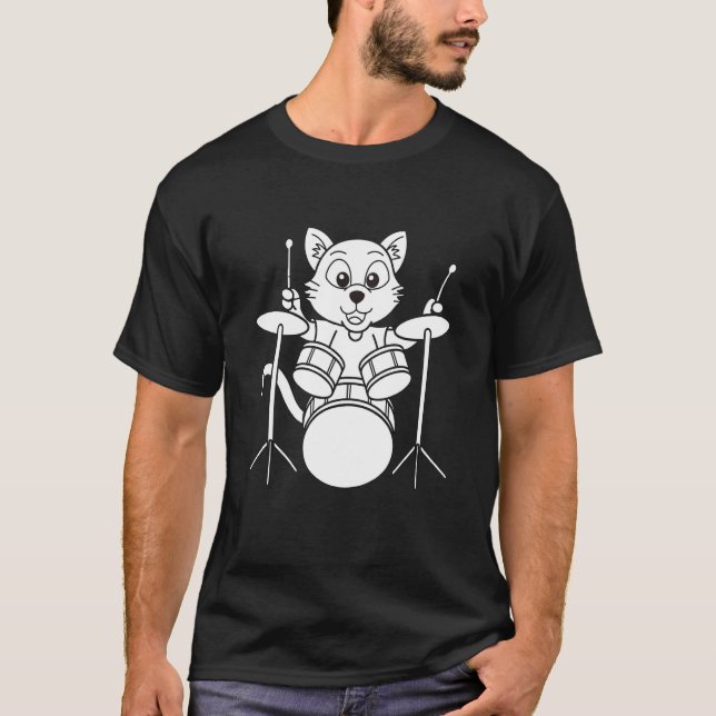 Camiseta Cat Drummer qoute cat Playing Drums cool Percussio (Frente)