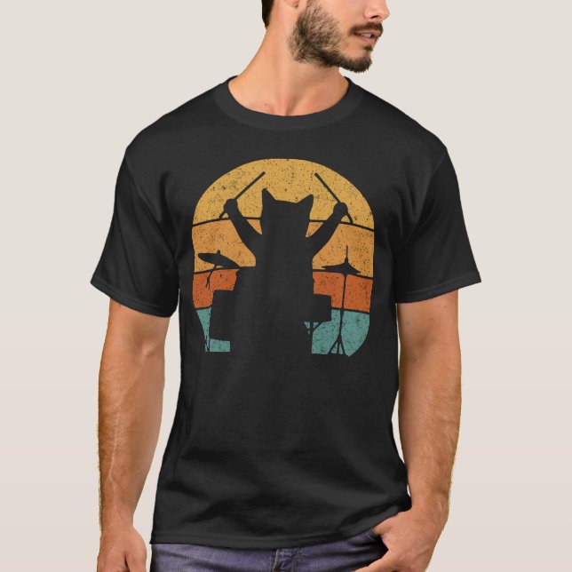 Camiseta Cat Drumming Drums Drummer Kitten Playing Music (Frente)