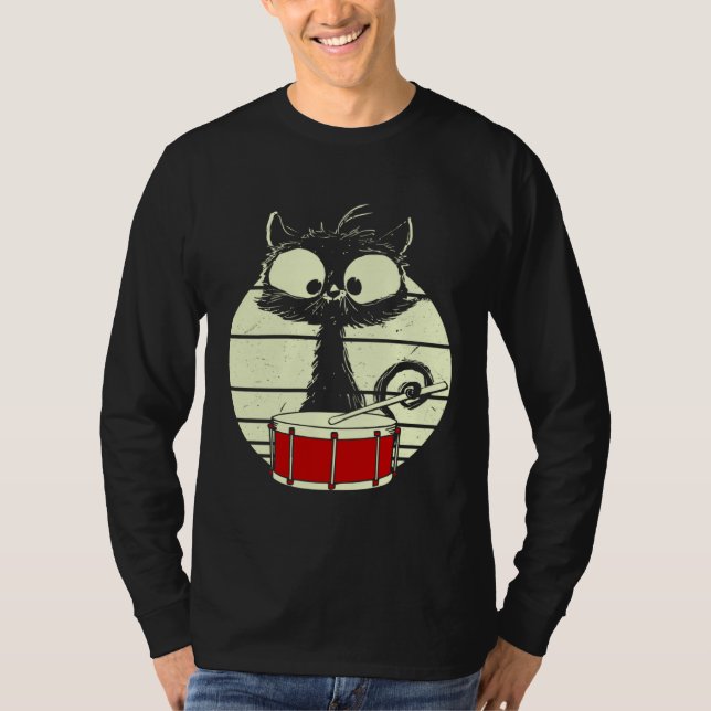 Camiseta Cat Drums Drummer Cat (Frente)