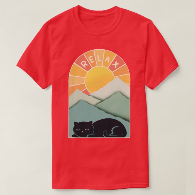 Camiseta Cat e Montanhas (Frente do Design)