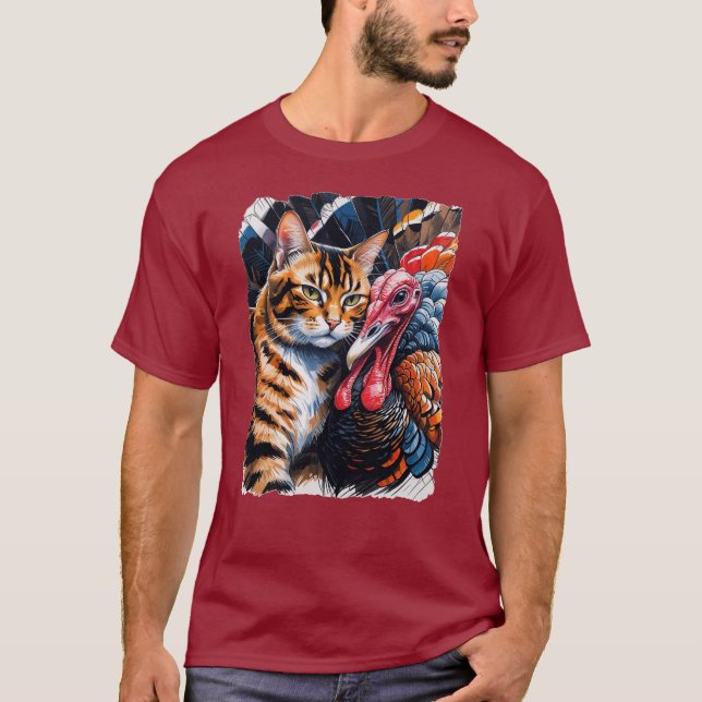 Camiseta Cat e seu adorável amigo peru! (Frente)