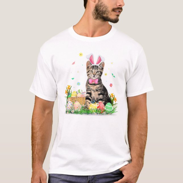 Camiseta Cat Easter Day Bunny Eggs (Frente)
