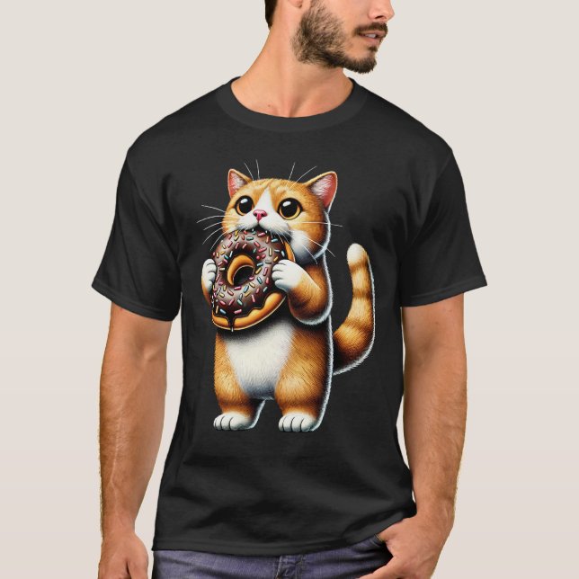 Camiseta Cat Eating Donut Kitten Donut Lover (Frente)