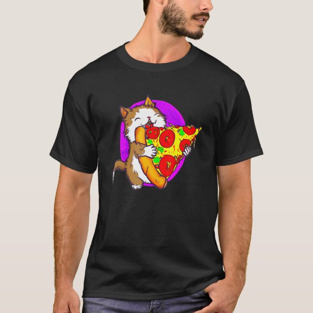 Camiseta Cat Eating Pizza Cat And Pizza  1 (Frente)