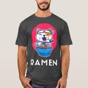 Camiseta Cat Eating Ramen Japanese Cute, Ramen Eating Cat A