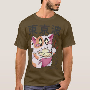 Camiseta Cat Eating Ramen Kitten Kawaii Aesthetic Kids Anim
