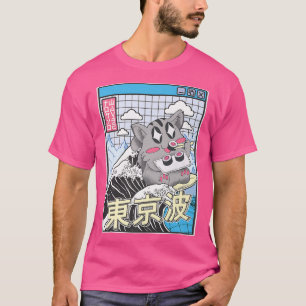 Camiseta Cat Eating Sushi Surfing Kanagawa Wave Kawaii Vapo