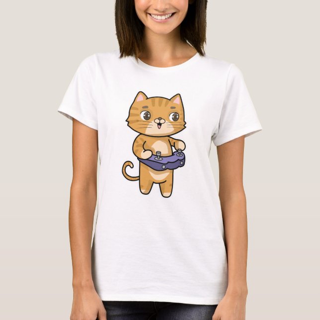 Camiseta Cat em Reprodução com Controlador (Frente)