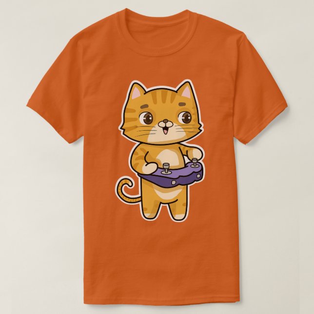 Camiseta Cat em Reprodução com Controlador (Frente do Design)