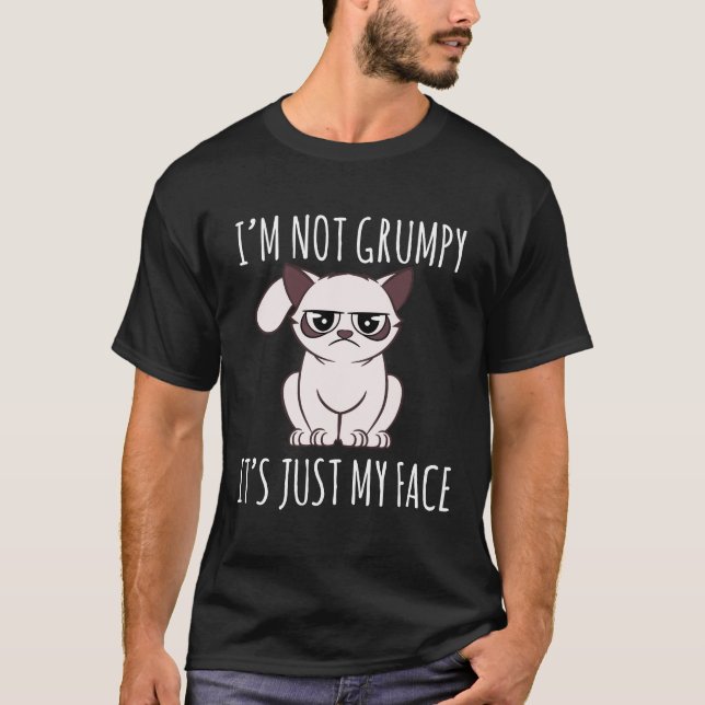 Camiseta Cat-Eu não estou rabugento é só o meu rosto (Frente)