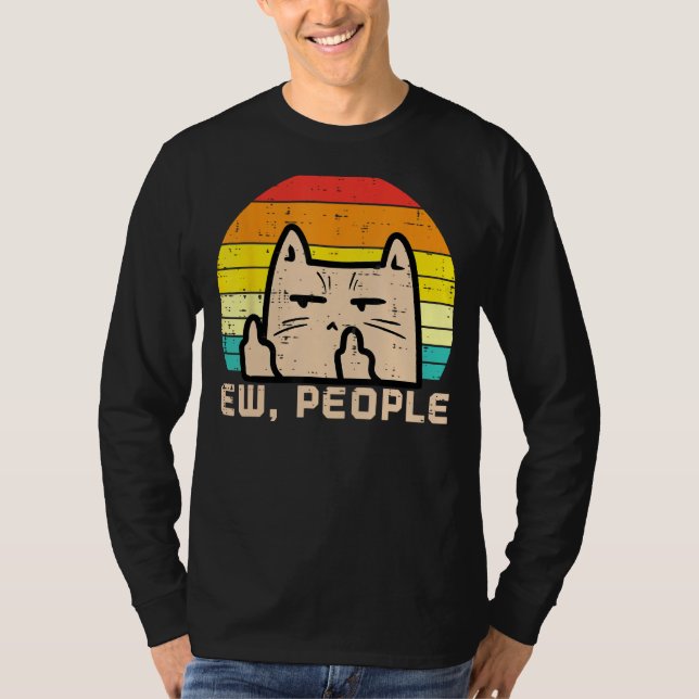 Camiseta Cat Ew People Sunset Retro Anti Social Introvert M (Frente)