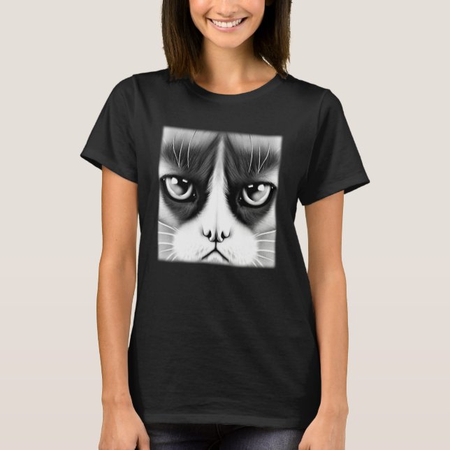 Camiseta Cat face graphic  animal pet  grumpy kitten print  (Frente)