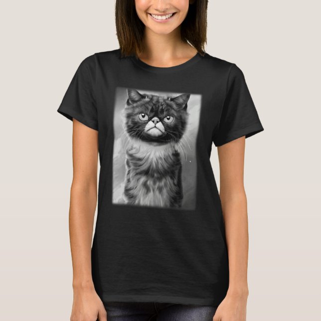 Camiseta Cat face graphic  animal pet  grumpy kitten print  (Frente)