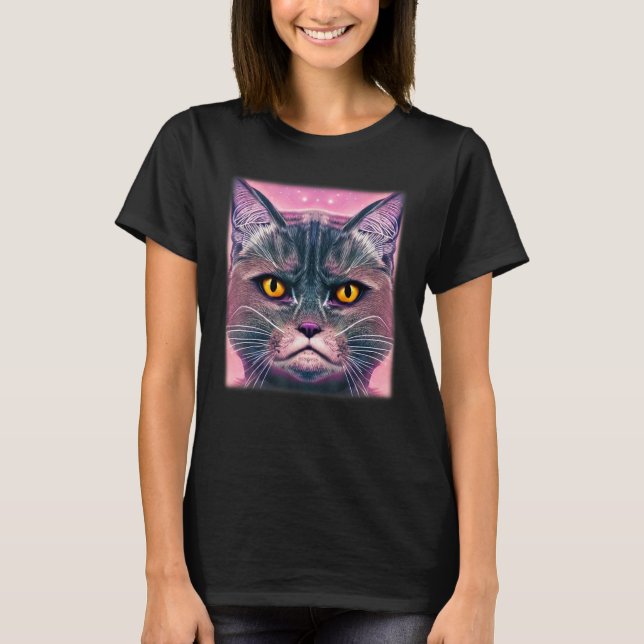 Camiseta Cat face graphic  animal pet  grumpy kitten print  (Frente)