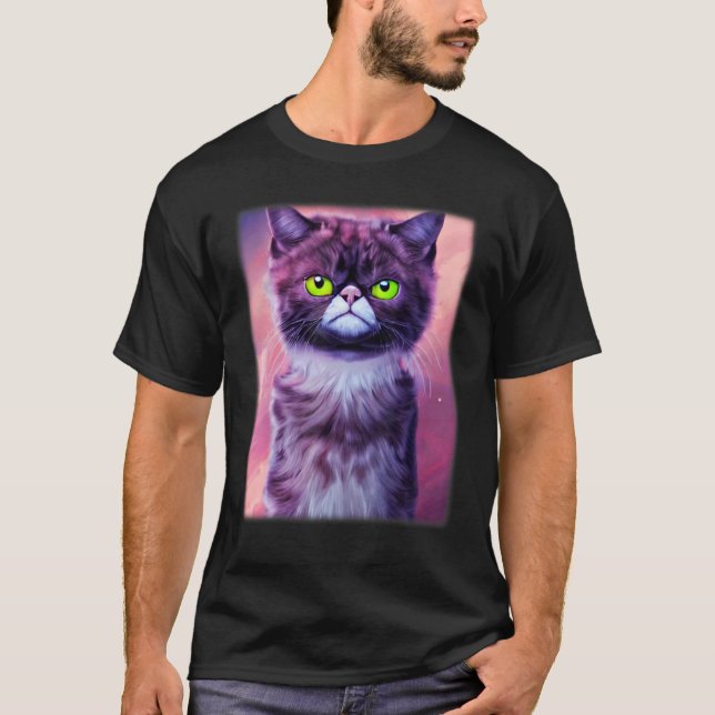 Camiseta Cat face graphic  animal pet  grumpy kitten print  (Frente)