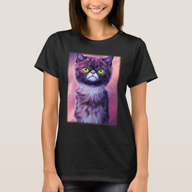 Camiseta Cat face graphic  animal pet  grumpy kitten print  (Frente)