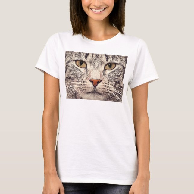 Camiseta Cat Face Tee para mulheres (Frente)
