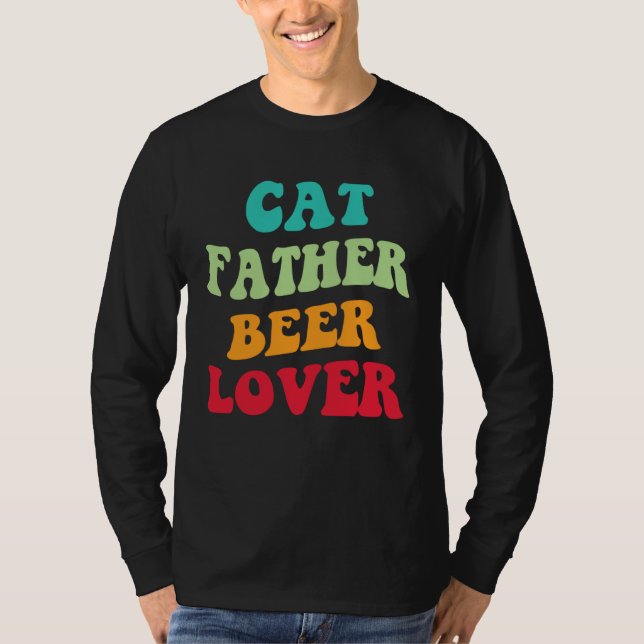 Camiseta Cat Father Beer  Kitten Daddy Beer Love Cat Dad (Frente)