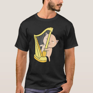 Camiseta Cat Feline Meow Harp Orchestra Concert Gig Rhythm