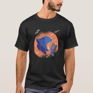 Camiseta Cat Feline Meow Pet Karaoke Microphone Singer Lyri