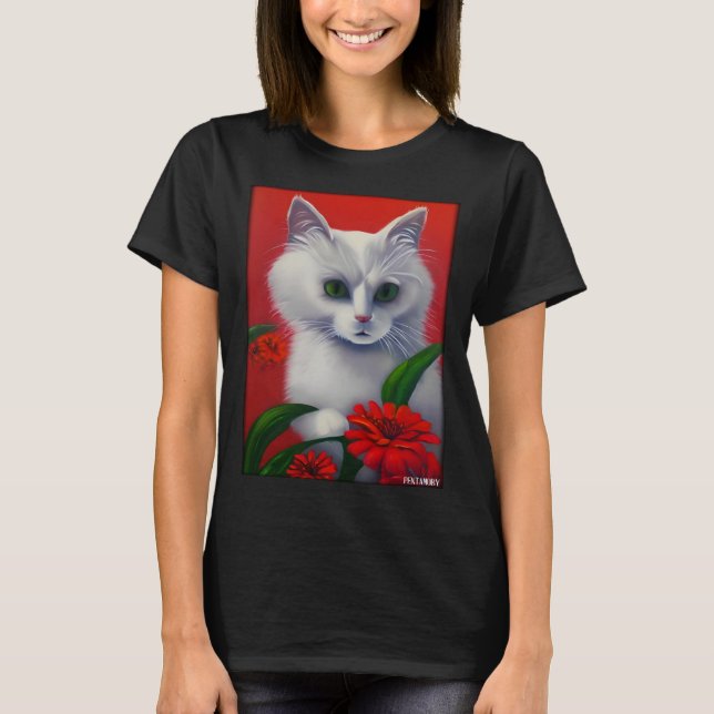 Camiseta Cat Flower Natural Flower Garden Cat Love Cat  1 (Frente)