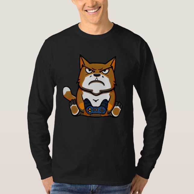 Camiseta Cat Gamer Cat Video Games Motif  Controller (Frente)