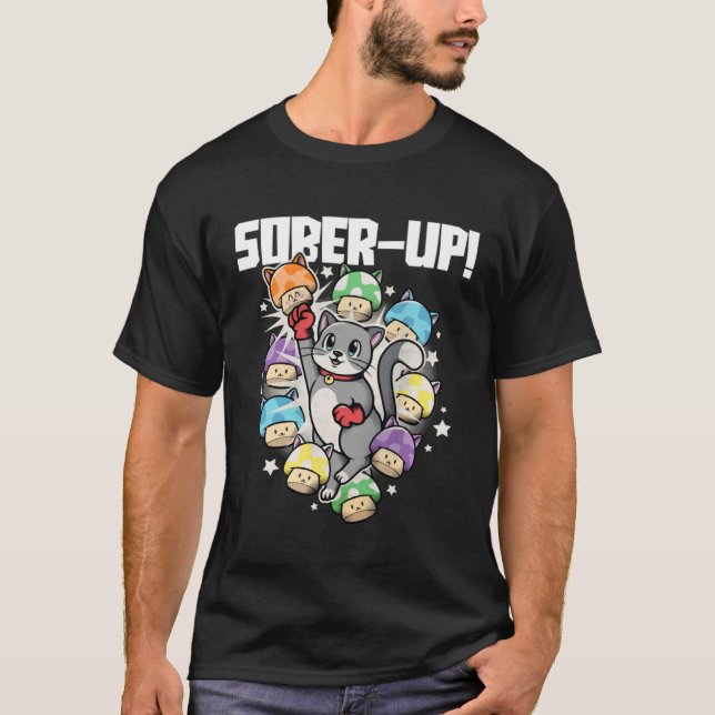 Camiseta Cat Gamer Sober Up Sobriedade (Frente)
