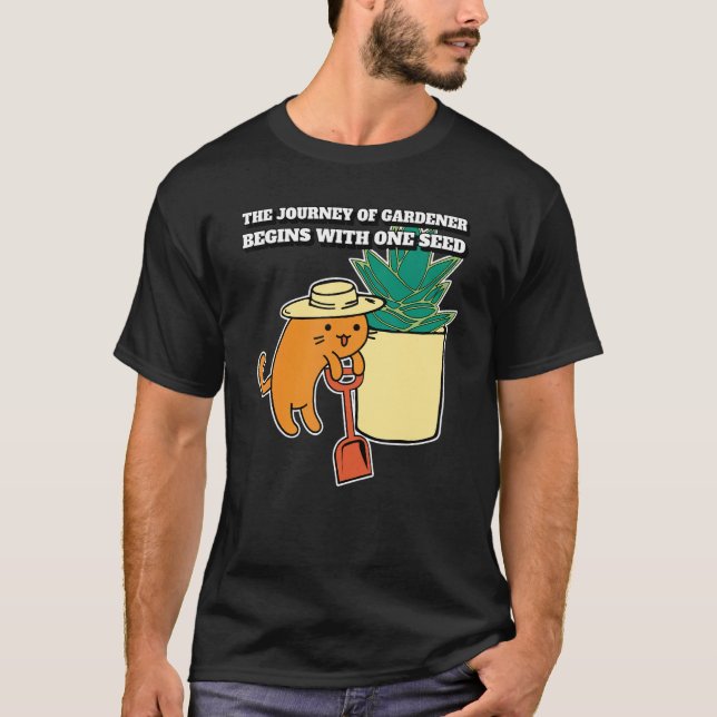 Camiseta Cat Gardener Plantando Uma Cotação De Viagem De Se (Frente)