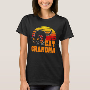 Camiseta Cat Grandma Vintage 80 Estilo Cat Retro Ansia
